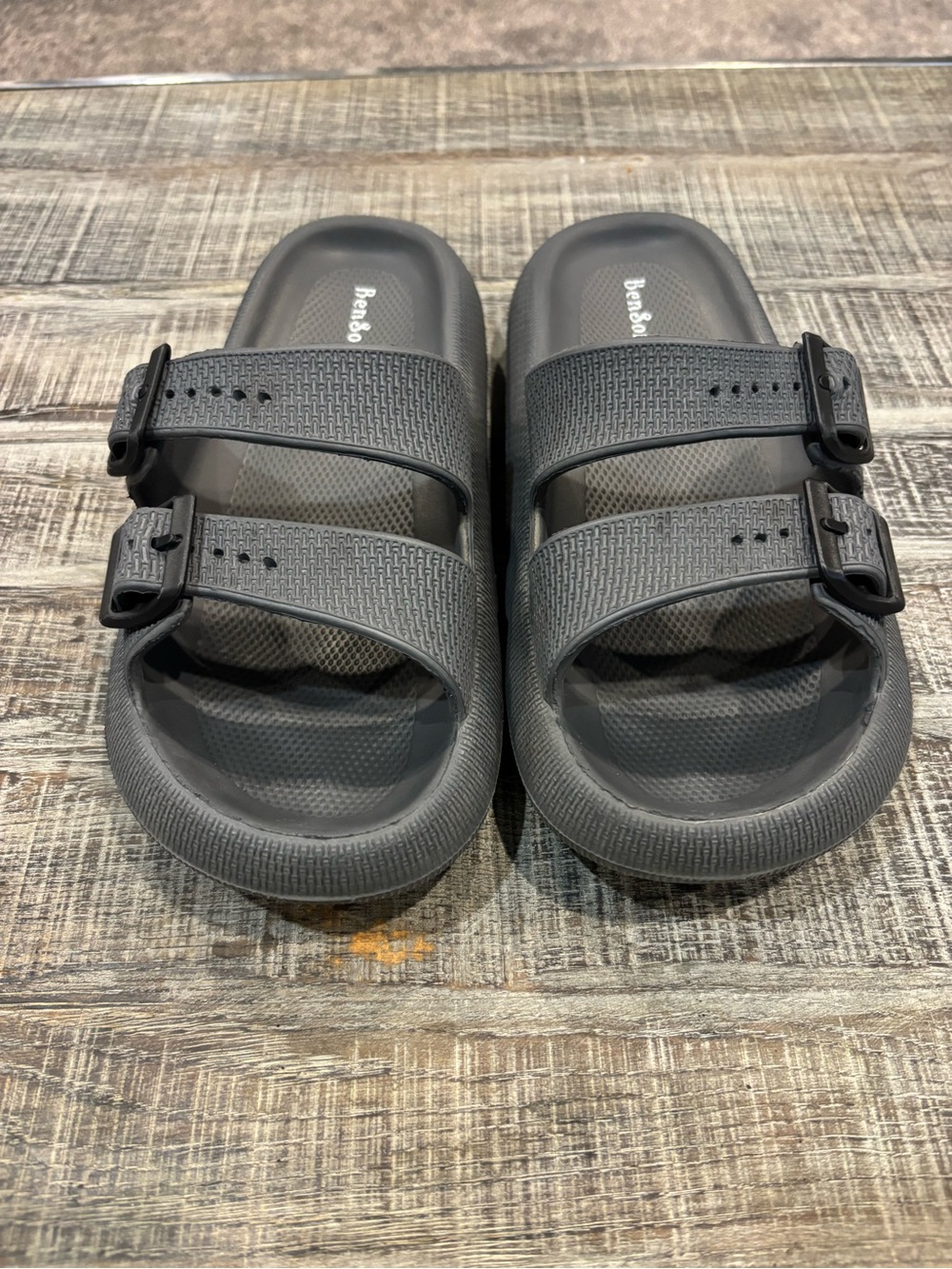 Men's Gray Dual-Strap Slide Sandals